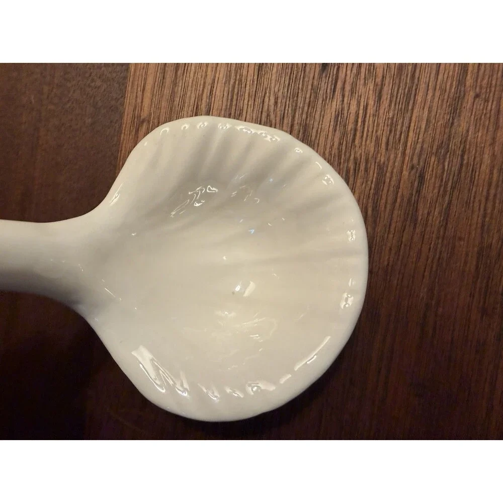 Vintage Farmhouse Style Tureen Soup Ladle White Ceramic 8”